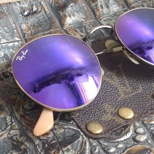 RayBan Reflective Purple Round Lens Sunglasses